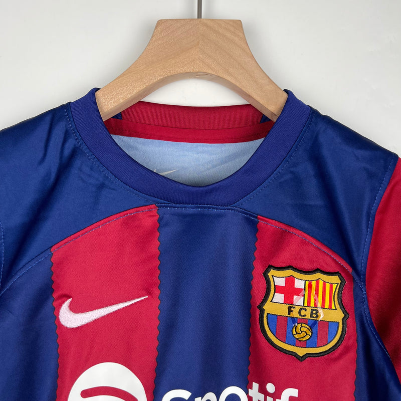 23/24 Conjunto Infantil Barcelona - Primeiro Uniforme