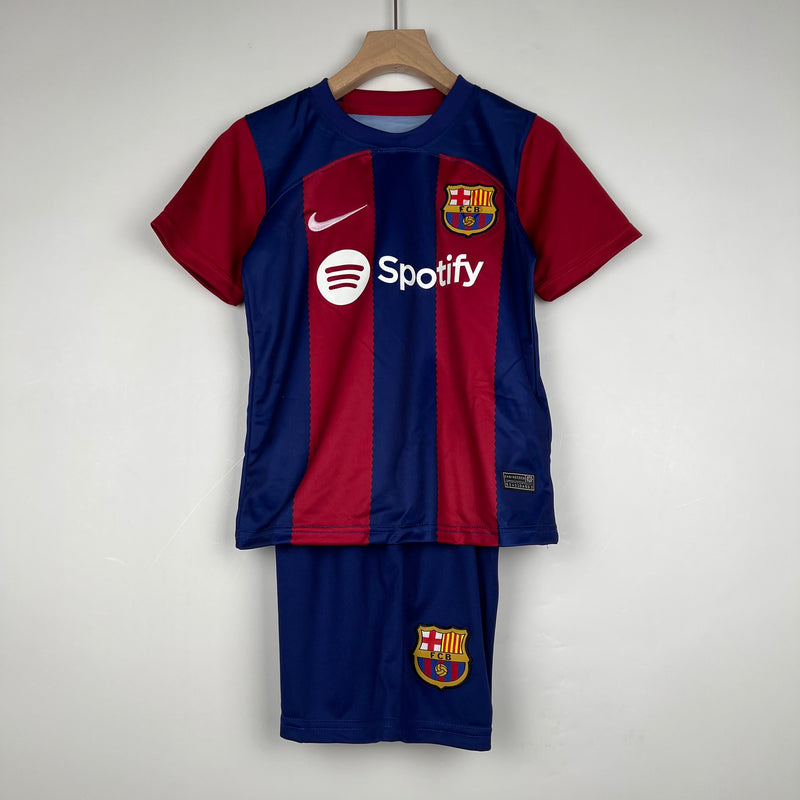 23/24 Conjunto Infantil Barcelona - Primeiro Uniforme