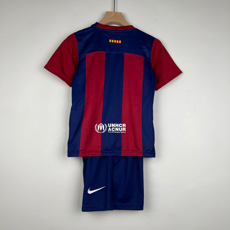 23/24 Conjunto Infantil Barcelona - Primeiro Uniforme