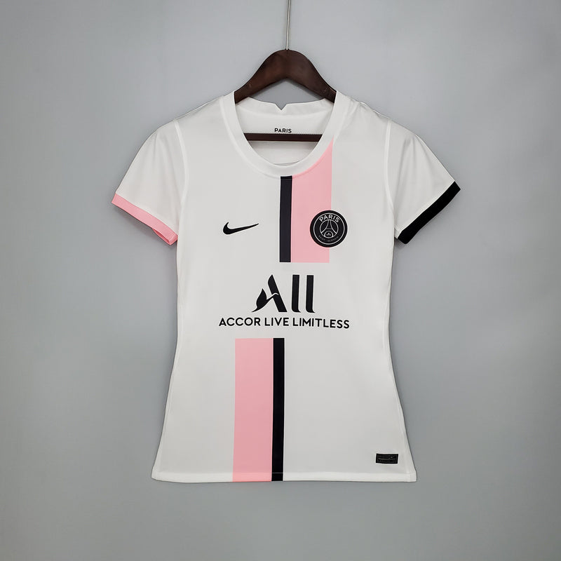 21/22 Feminina Paris Saint Germain - Branca com detalhes rosa e preto